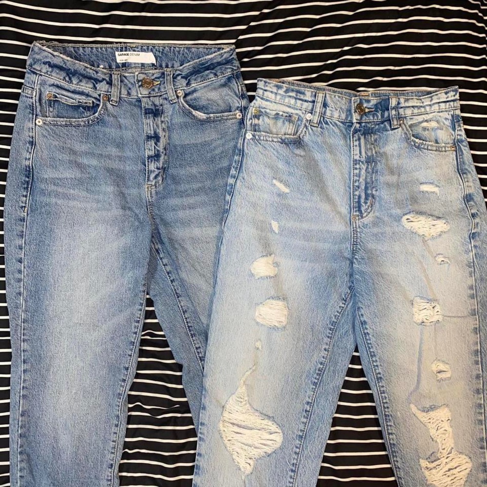 Garage straight leg ripped jeans